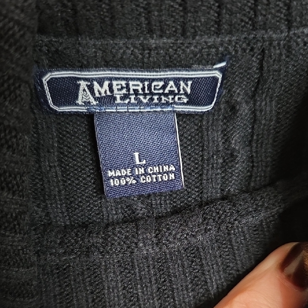 American Living Black Cable Knit Turtleneck Sweater - Picture 2 of 5